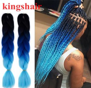 Blue ombre de 60 cm Kanekalon Jumbo Braids Crochet Braiding Hair Extensions Black Blonde Box Synthetic Box Braid 100Gpack6995021