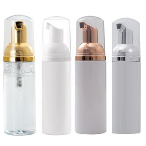 Botellas de espuma de viaje de 60ML, botella de espuma de plástico vacía con bomba dorada, dispensador de crema de Mousse de jabón para lavar a mano, burbujeante