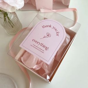 60 pièces/10 feuilles rose merci pour tout autocollants fleur adhésif étiquettes décoratives pour emballage d'affaires boulangerie emballages cadeaux 240229