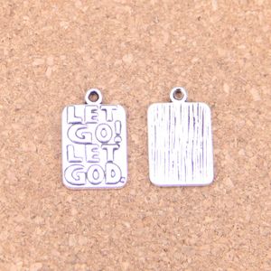 60pcs Antique Silver Bronze plaqué Let Go Let God Charms Pendant Pending Collier Bracelet Bracelet Résultats 20 * 12 mm