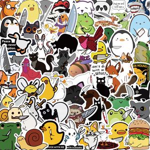 60 pièces dessin animé mignon couteau animaux Graffiti autocollants pour bricolage bagages ordinateur portable planche à roulettes moto vélo autocollants TT217