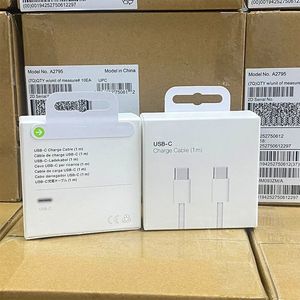Cable de datos PD USB C a USB C de 60W, 1m, 3 pies, para iPhone 15 Pro Max Plus, tipo C, Cable de carga rápida con caja, cargador adaptador de 20w