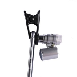 Magnifier de microscopio de teléfono clip-on 60x con luces LED / UV para teléfonos inteligentes universales Lupa Lupa Lupa de lupa
