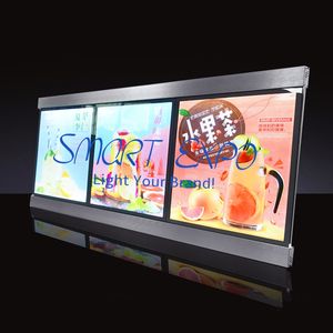 60x120cm LED Illuminated Magnetic Menu Board - Aluminum Frame, Wall-Mounted Lightbox Display for Restaurants, Includes 3 Units & Wooden Case