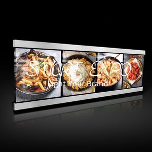 Affichage publicitaire 60x160cm Panneaux de menu LED magnétiques Slimline Panneaux lumineux de restaurant avec 4pcs Lightbox Units Caisse en bois Emballage