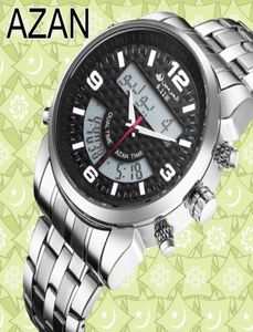 611 Nouvelle LED en acier inoxydable Digital Time Azan Watch 3 Colours Y190521039384275
