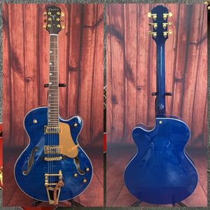 6120 Modèle Blue Flame Maple Top Hollow Body Guitare électrique Gold Tremolo Bridge