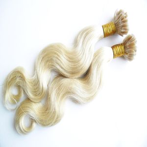 # 613 Bleach Blonde Virgin Peruvian Body Wave Hair 100G Extensions de cheveux pré-collés à la pointe des ongles 1G / S Extensions de cheveux à la kératine