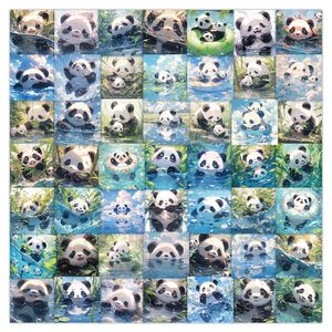 63PCS INS CUe Swimming Panda Imperping Pvc Sticker Pack pour le boîtier de bagages de voiture Refrigérateur Pureau de téléphone mobile Bicycle Cup Cup Skateboard Étui.