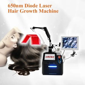Máquina de regeneración del cabello con láser de diodo de bajo nivel de 650 nm 5 en 1 Terapia de luz Detección del cuero cabelludo Anti pérdida de cabello Reparación Equipo de salón de tratamiento dañado
