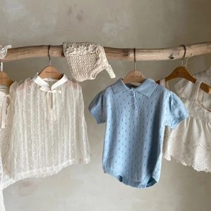 6595b Baby Clothes Bodys Triped Bodys Summer Corée Vente de mode Girl Girl Baby Clothes Tricoted Hollow Claimbing Clothes 240411