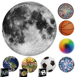 Puzzle rond de 65CM, 1000 pièces, 3D, terre, lune, arc-en-ciel, à assembler, jeux en papier, jouet Eon pour adultes, 240104