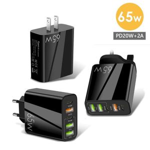 Chargeur 65W Charger British Standard Multi Port Phone Mobile Charge Head PD20W + 2A Plug Type-C Adaptateur