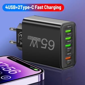 65W Dual Pd Chargeur rapide Chargeur USB Type C Adaptateur de chargeur mural rapide UK US US EU PLIGNE POUR IPHONE 15 Samsung S24 Xiaomi Oppo Mobile Phone