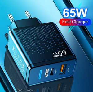 65W GaN USB-C Chargeur Double Port PD USB Type C Charge Rapide QC3.0 Adaptateur Secteur Chargeurs Muraux US EU UK Prises Pour Samsung s22 S23 Utral Voyage Sauvegarde À Domicile Smart Phone DHL