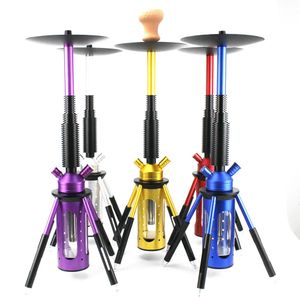 68.2CM narguilé fusée Shisha avec lumière LED diffuseur en métal fumer tuyau d'eau Stable verre Vase narguilé Sheesha narguilés ensemble 240104