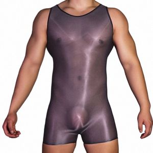 6 colores súper elástico transparente brillante ajustado ajuste Cvex bolsa hombres Body suave lencería transparente ropa de dormir 402L #
