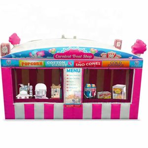 6m L x 3,5 m W comida rápida oxford rosa inflable gigante tienda de golosinas de carnaval/puesto de concesión/cabina de helado de palomitas de maíz con soplador