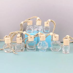 6ml10ml bouteilles de parfum pendentifs divers pendentifs de voiture bouteilles vides huiles diffuseurs petites bouteilles en verre accessoires huile essentielle amour coeur forme carrée 828