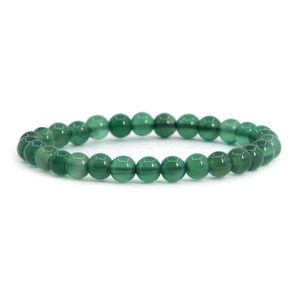 Bracelet rond en agate verte, 6 mm, 8 mm, pierres précieuses naturelles, bracelet en cristal unisexe, bracelet extensible, fabrication de bijoux pour femmes et hommes, 17,8 cm