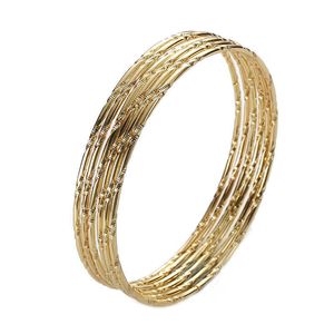 6 unid/set moda oro plateado brazaletes pulseras para mujeres 68mm gran círculo alambre indio brazalete joyería fiesta regalos al por mayor Q0719
