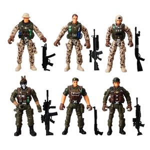 6pcs Action Figure Army Soldiers Toy avec des figures d'armes / militaires Solidage militaire Modèle Modèle héroïque de jeu pour les cadeaux de garçon 240430