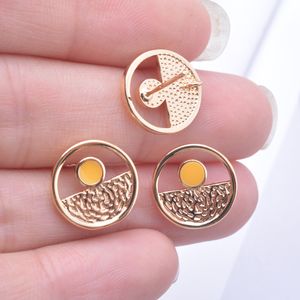 6pcs Cobre de alta calidad Gold Color de color esmaltado Pins de orejas de oreja de oreja redonda de orejas de orejas para joyas de bricolaje haciendo hallazgos