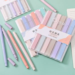 6pcs Highlighters Pastel Marqueurs Double Tip Fluorescent Pen for Art Drawing Doodling Marking School Office Papery