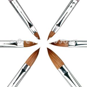 6 pièces/ensemble 2 #/4 #/6 #/8 #/10 #12 # Kolinsky Sable pinceau stylo acrylique Nail Art constructeur brosse conception pour ensemble de brosses à ongles en acrylique