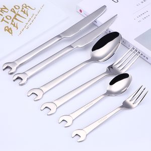 6 Unids / set Forma de Llave Creativa Cuchillo de Cena de Acero Inoxidable Tenedor de Té Cuchara de Café Juego de Vajilla Cubiertos Utensilio Accesorios de Cocina LX4243