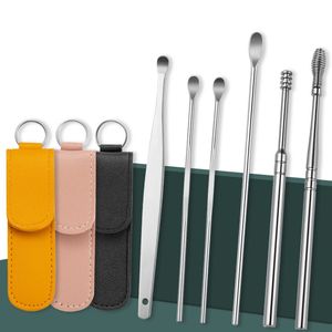 6 piezas/set de limpieza de cuidado de la oreja extracción de cera de acero inoxidable recolectores de cera para la oreja