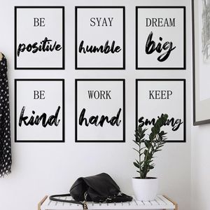 6 unids/set marco de citas inspiradoras pegatinas de pared decoración de la Oficina del hogar decoración de la habitación palabras de pared del dormitorio positivo Interior de la casa