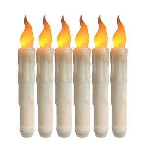 6 pièces/ensemble LED Bougies Sans Flamme Lampe Trempée Scintillement Électrique Pilier Bougies Pour La Décoration De Fête De Mariage