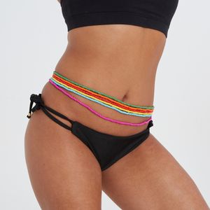 6 unids/set Color al azar playa Sexy Bikini hecho a mano grandes cuentas cintura cadenas para mujeres verano vientre cadenas cinturón cuerpo joyería