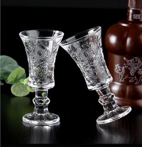 6pcsx34ml / 40 ml / 50 ml de verre en verre plomb de style de style européen gratuit fait des verres de tir à l'ancienne chinois pour la boisson spirituelle de la vodka liqueur