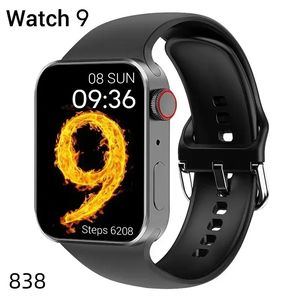 Série de surveillance intelligente 6T 9 8 45 mm 2,1 pouces hommes femmes regardent Bluetooth Call Bracelet Wristband Wireless Charging Fitness Tracker Sportwatch IWO pour Android iOS 838DD