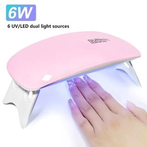 6W Mini Nail Dryer Machine Portable LED UV Gel Lamp Home Use Nail Lamp For Drying Polish Varnish Art Tools With USB Cable