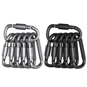 6x Aluminum Alloy Backpack Carabiner Keychain Outdoor Camping Hiking D-ring Snap Clip Lock Buckle Hook Water Bottle Kettle Hook 240104