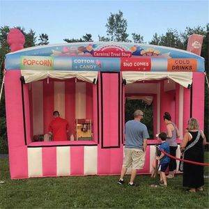 6x4m Customized concession stand tent inflatable candy floss ticket changing booth ice cream popcorn cold drink sell room balloon with blower on sale