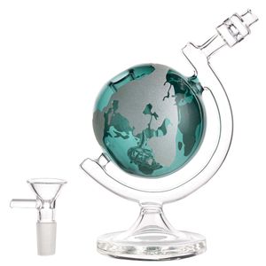 Bong en verre en forme de globe vert de 7,1 pouces avec bol en quartz dans des accessoires pour fumer pour narguilés H5568