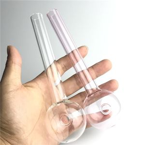 Tubo de quemador de aceite de vidrio de 7 pulgadas con un tazón grande y colorido de 50 mm con pipas para fumar de vidrio Pyrex grueso, transparente y rosa