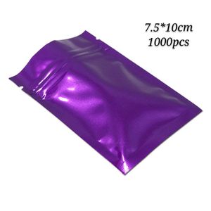 7.5 * 10 cm 1000 pz DHL viola autosigillante chiusura lampo sacchetti di imballaggio in mylar sacchetto di imballaggio per la conservazione di alimenti secchi sacchetto di plastica con cerniera della spesa foglio di alluminio