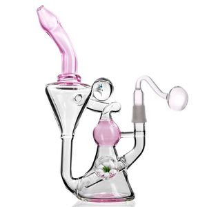 8,2 pouces Bongs en verre Double recycleur Bong chambre huile Dab plates-formes cône Base fleur décor chambre verre tuyau d'eau avec 14mm Jo