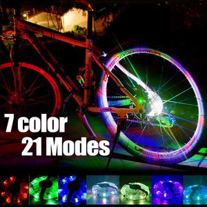 7 couleurs 21 modes coloré LED roue de vélo lumière USB rechargeable avant moyeu arrière lampe à rayons avec enfants Balance vélo lumières 0202