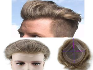 7 couleur Human Hair Toupee for Men Natural Straight Brown Light Remplacement de remplacement européen Remy Hair mâle Wig 10x88648029