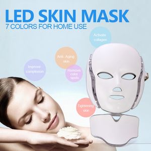 7 couleurs LED masque facial Photon PDT Light Theray bouclier facial avec rajeunissement de la peau du cou machine de beauté multifonction pour l'élimination des taches de rousseur