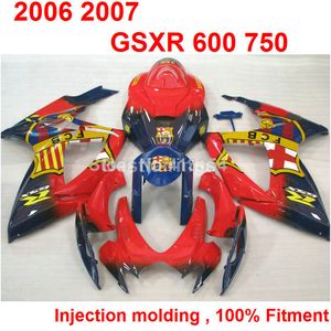 7 cadeaux Kit de carénage de moulage par injection pour SUZUKI GSXR600 GSXR750 2006 2007 rouge bleu GSXR 600 750 06 07 VV34