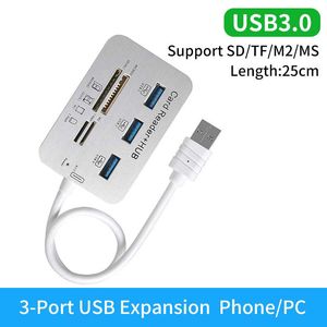 Lector de tarjetas Hub USB 7 en 1, expansor rápido USB 3,0, adaptador de tarjeta de memoria SD TF para U Disk, PC, portátil, ratón, teclado