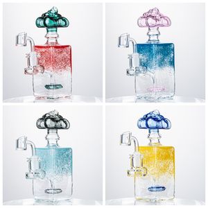 7 pulgadas Hookahs Heady Glass 14 mm Tubos de agua femeninos Rectángulo Aceite Dab Rigs Cabezal de ducha Perc Bongs de vidrio Forma de nube 5 Espesor