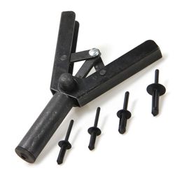 Outils de kit de riveteuse à main en poly de 7 pouces pour fixer les panneaux de porte et les garnitures automobiles avec 40 pièces de rivets POM à une main